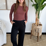 Lainey Elastic Waist Straight Leg Pants (2 Colors)