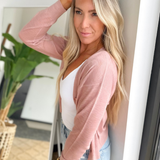 Lightweight V-Neck Button Cardigan-Mauve