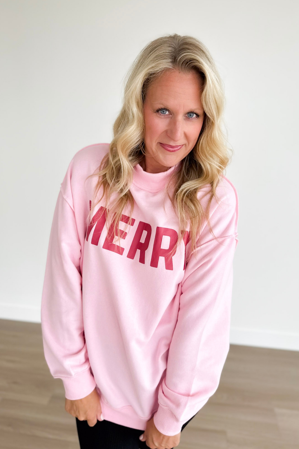 Merry Pink Reversable Mock Neck Sweatshirt