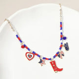 Miss USA Gold Beaded Charm Necklce