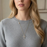 Dainty Pearl Cross Necklace