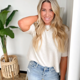 Cream Short Sleeve Boxy Sweater