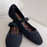 Black & Leopard Knit Flats