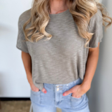 Pale Olive Boxy Knit Tee