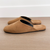 Tan Suede Slip On Mules