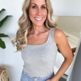 Double Lined Tank Top-Heather Grey