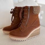 Lace Up Brown Wedged MIA Boots