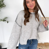 Two Tone Grey Knit Boxy Sweater