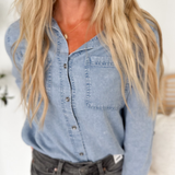 Light Denim Chambray Button Down Shirt