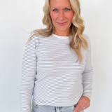 Pinstripe Long Sleeve Knit Top (2 Colors)