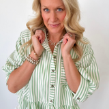 Classic Striped Ruffle Hem Top