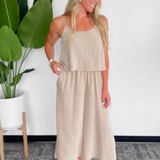 Autumn Natural Wide Leg Jumpsuit