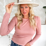 Blush Round Neck Long Sleeve Top