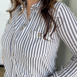 Striped Button Down Collared Top (2 colors)