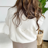 Bone/Light Mocha Collared Pullover