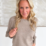 Pearl Trimmed Crew Neck Sparkle Sweater