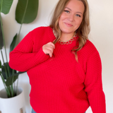 Wrenley Red Knit Sweater-Curvy