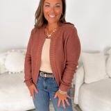 Terracotta Knit Open Cardigan