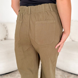 Millie Olive Denim Wide Leg Pants