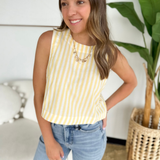 Yellow/Ivory Striped Sleeveless Top