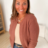 Terracotta Knit Open Cardigan