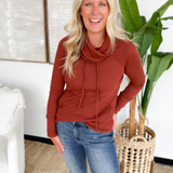 Ribbed Cowl Neck Long Sleeve Top (2 Colors)