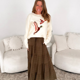 Olive Tiered Maxi Skirt