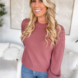 Veda Mauve Knit Puff Sleeve Sweater