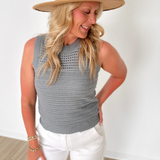 Chunky Knit Open Knit Teal Sweater Tank