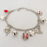 Silver #1 Baseball Charm Bracelet