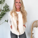Ivory Fleece Contrast Tie Vest
