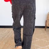 Black Mineral Wash Cargo Pants