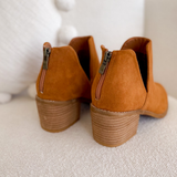 Camel Suede Pointed Toe Ankle Boots