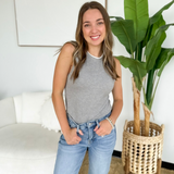 Grey Layered Knit Sleeveless Top