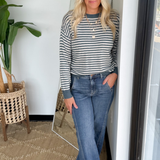 Teal Striped Lightweight Long Sleeve Top