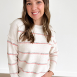 Oatmeal Knit Orange/Grey Stripe Sweater