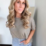 Pale Olive Boxy Knit Tee