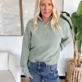 Sage Half Zip Knit Pullover