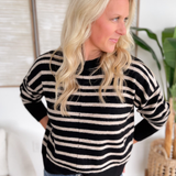 Black/Oatmeal Striped Knit Sweater