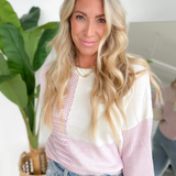 Light Purple Color Block Knit Sweater