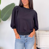 Angela Black Puff Sleeve Top