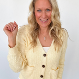 Relaxed Butter Yellow Button Up Cardigan
