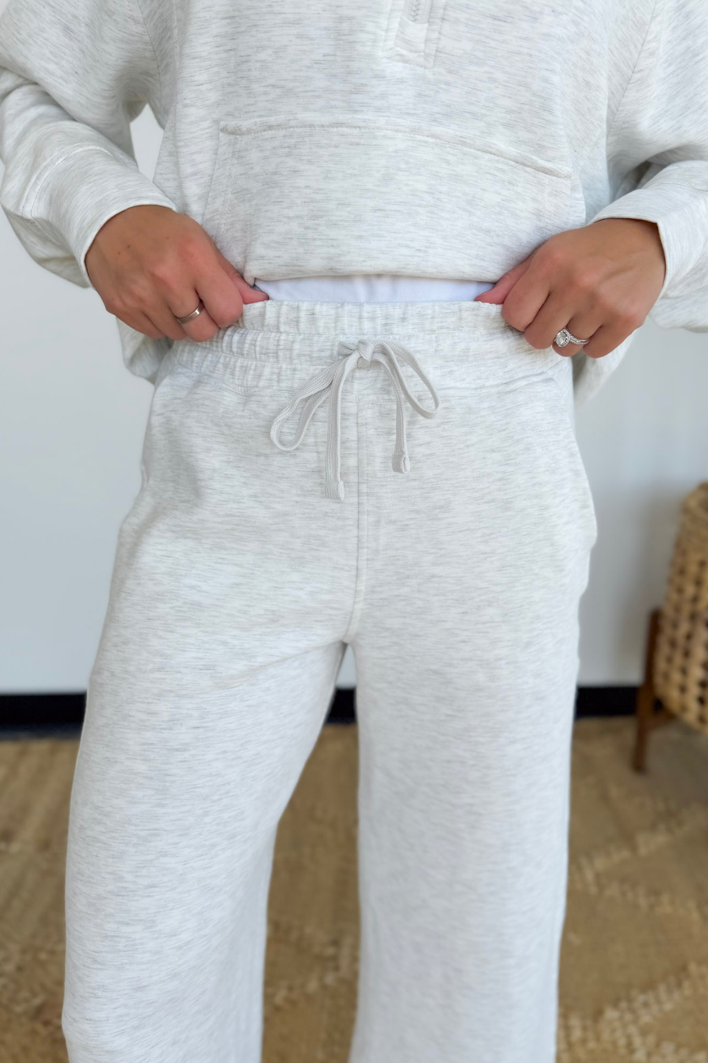 Light Grey Cropped Wide Leg Pant