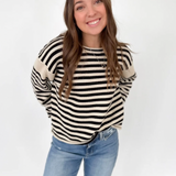 Black/Taupe Striped Knit Sweater