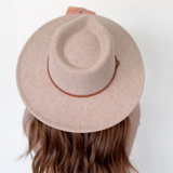 Darling Wool Hat with Two Belts-Light Tan