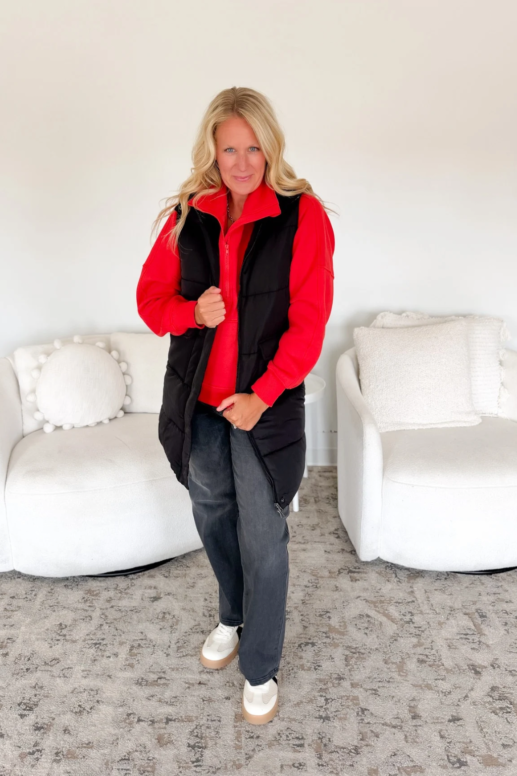 Black Long Puffer Vest