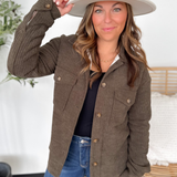 Brown Ribbed Button Up Jacket