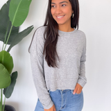 Brittany Lightweight Grey Long Sleeve Top