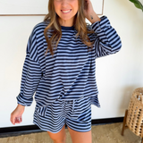 Blue & Navy Striped Lounge Top