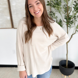 Ribbed Oatmeal Long Sleeve Top